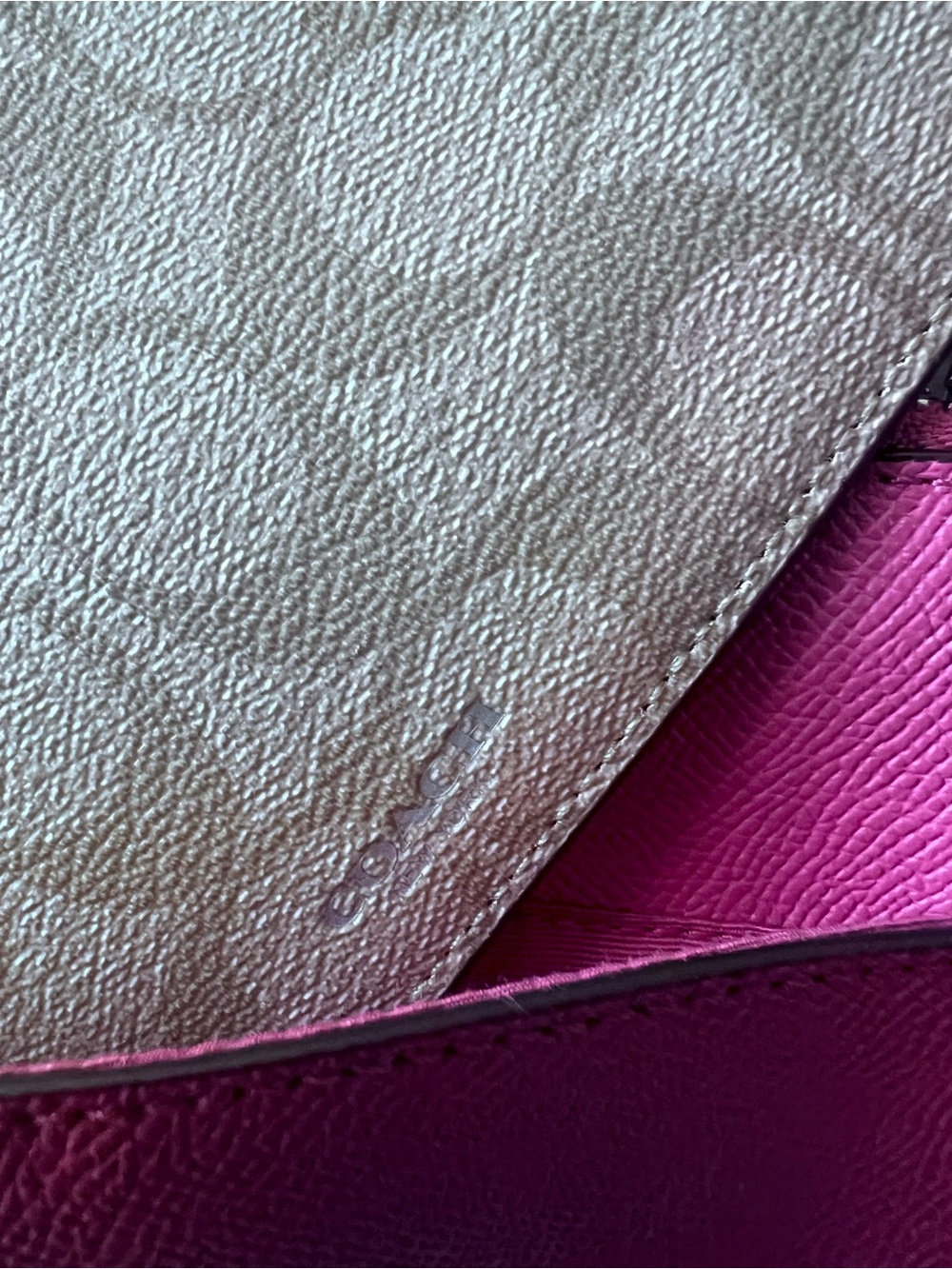 Coach F57788 Bright Fuschia/Saddle CRSGN LTH EW POP Crossbody w/matching wallet - Picture 7 of 16